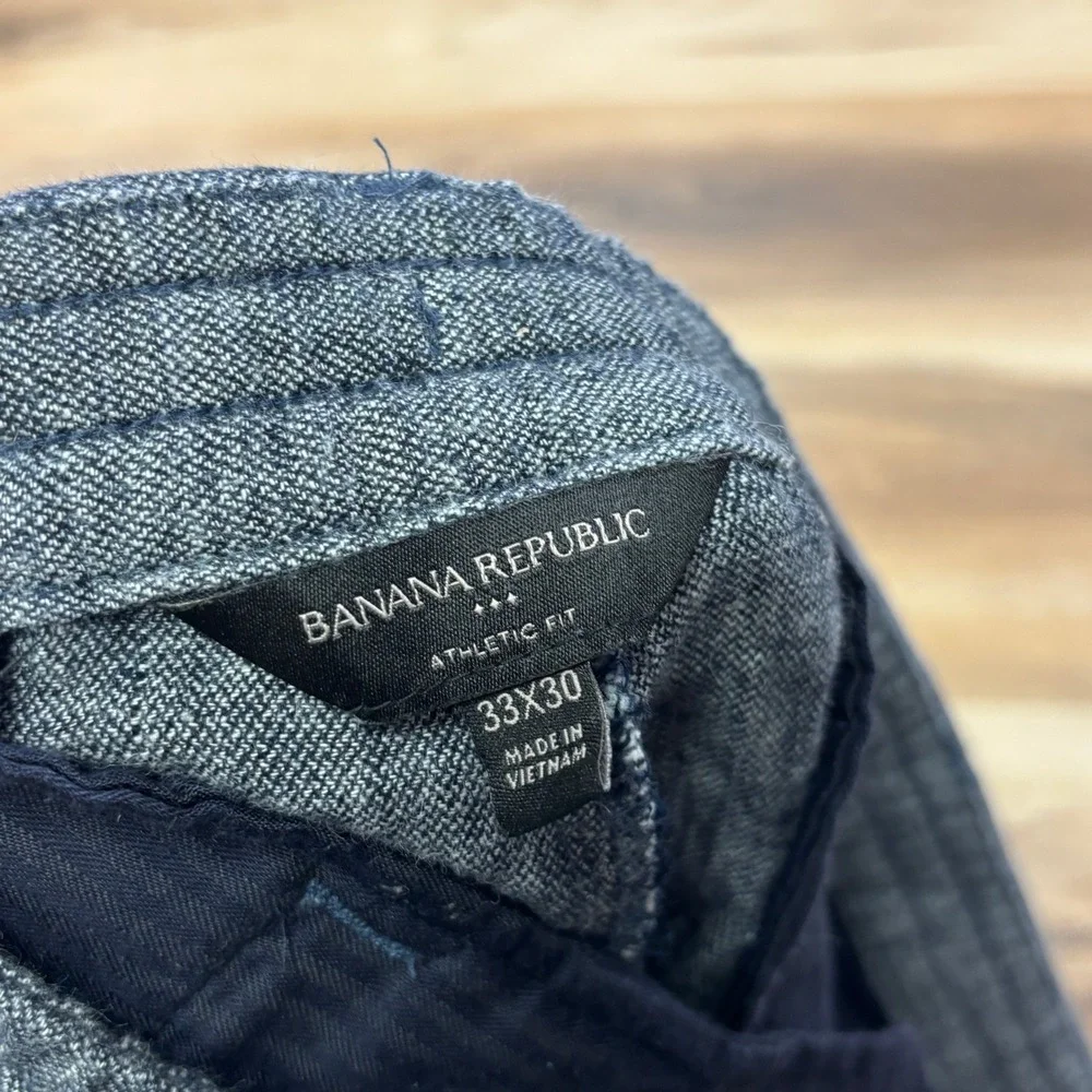 Banana Republic Pants Mens 33x30 Minimalist Linen Cotton Athletic Fit Blue
